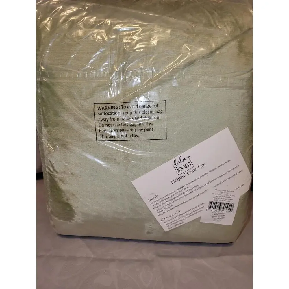 Lala Loom 60x24 Light Green Memory Foam Bath Rug - New - Factory Sealed